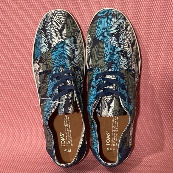 Toms Mens Palm Leaf Pattern Multi Colored Lace Up Casual Sneaker Shoes - Sz 11.5 - Picture 6 of 13